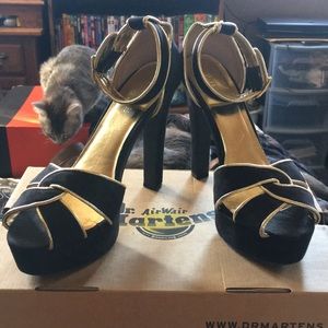 Black/gold platform heels, fairly new, worn once